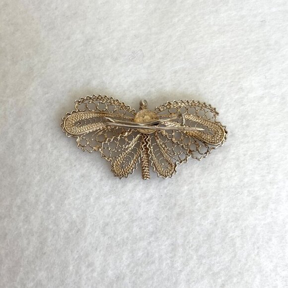 VTG Sterling Silver 950 Dainty Spun Silver Butterfly Brooch Pin - Picture 13 of 13